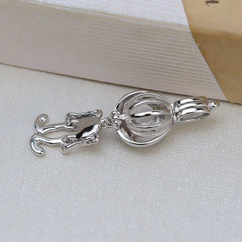 Halloween Monster Pendant Necklace Pearl Cage S925 Silver（Not including the pearls）