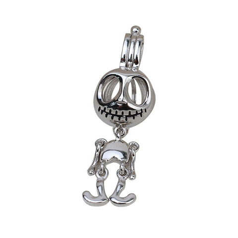 Halloween Monster Pendant Necklace Pearl Cage S925 Silver（Not including the pearls）