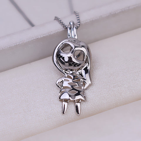 Halloween Devil  Pendant Necklace Pearl Cage S925 Silver（Not including the pearls）