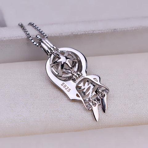 Halloween Devil  Pendant Necklace Pearl Cage S925 Silver（Not including the pearls）