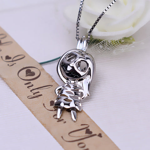 Halloween Devil  Pendant Necklace Pearl Cage S925 Silver（Not including the pearls）