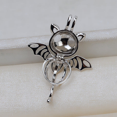 Halloween Bat Pendant Necklace Pearl Cage S925 Silver （Not including the pearls）