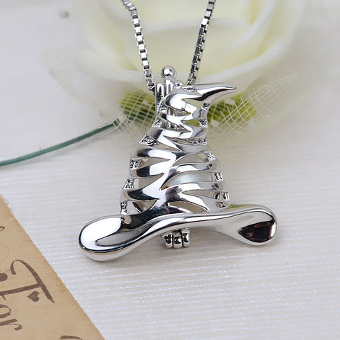 Halloween Magic Cap  Pendant Necklace Pearl  Cages S925 Silver（Not including the pearls）