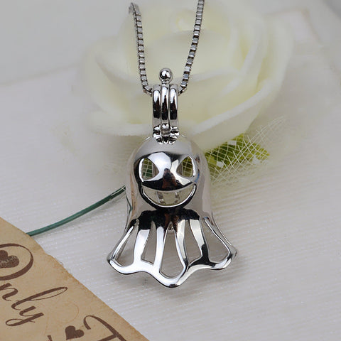 Halloween Pendant Necklace Pearl  Cage S925 Silver（Not including the pearls）