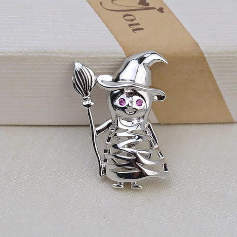 Halloween Witch Wizard Pendant Pearl Cage S925 Silver（Not including the pearls）