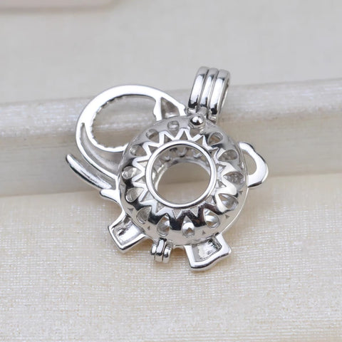 Simple Fashion Elephant Pendant Necklace Pearl Cage S925 Silver（Not including the pearls）