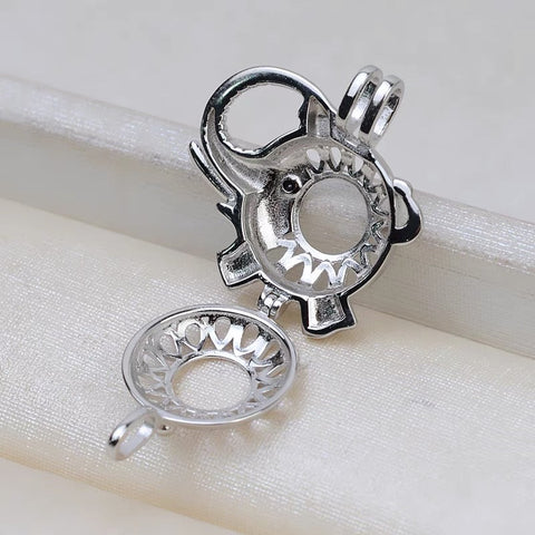 Simple Fashion Elephant Pendant Necklace Pearl Cage S925 Silver（Not including the pearls）
