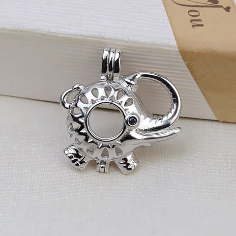 Simple Fashion Elephant Pendant Necklace Pearl Cage S925 Silver（Not including the pearls）