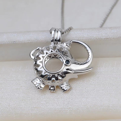Simple Fashion Elephant Pendant Necklace Pearl Cage S925 Silver（Not including the pearls）