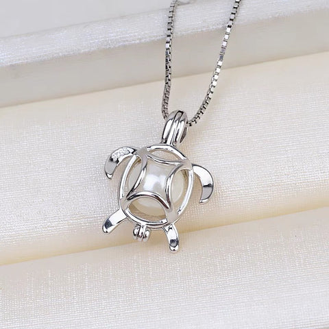 Cute  Simple Turtle Pendant Pearl Cage S925 Silver（Not including the pearls）
