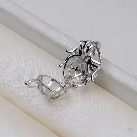 Halloween Spider Pendant DIY Dark Gothic Style three-dimensional Large Spider Pearl Cage S925 Silver(Pearls not included)