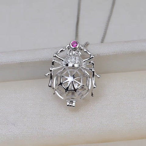 Halloween Spider Pendant DIY Dark Gothic Style three-dimensional Large Spider Pearl Cage S925 Silver(Pearls not included)
