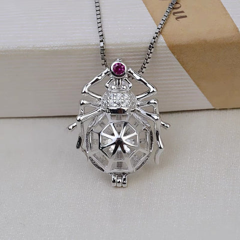 Halloween Spider Pendant DIY Dark Gothic Style three-dimensional Large Spider Pearl Cage S925 Silver(Pearls not included)