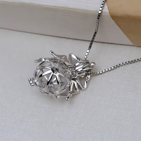 Halloween Spider Pendant DIY Dark Gothic Style three-dimensional Large Spider Pearl Cage S925 Silver(Pearls not included)