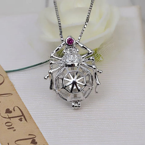 Halloween Spider Pendant DIY Dark Gothic Style three-dimensional Large Spider Pearl Cage S925 Silver(Pearls not included)