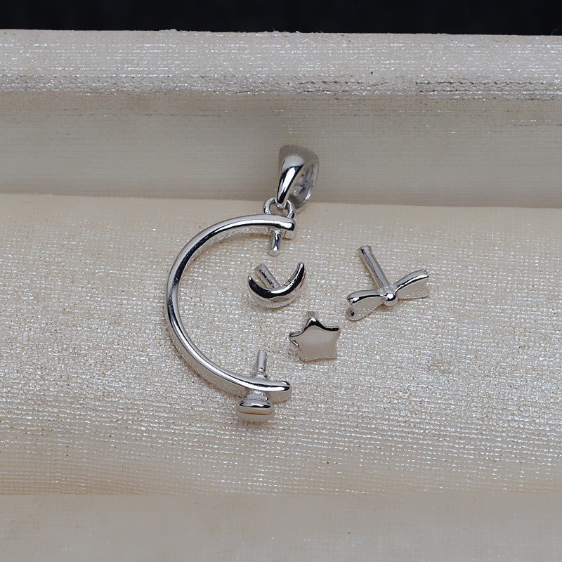Planet Pendant 925 Sterling Silver Pearl Accessories 10-11mm (Pearls Not Included)