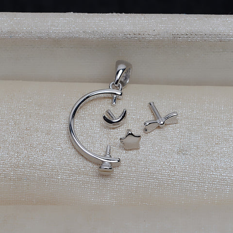 Planet Pendant 925 Sterling Silver Pearl Accessories 10-11mm (Pearls Not Included)