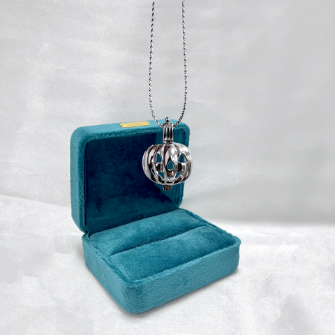 Halloween Scary Pumpkin Pendant Necklace Pearl Cage S925 Silver（Not including the pearls）