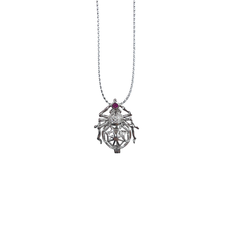 Halloween Spider Pendant DIY Dark Gothic Style three-dimensional Large Spider Pearl Cage S925 Silver(Pearls not included)