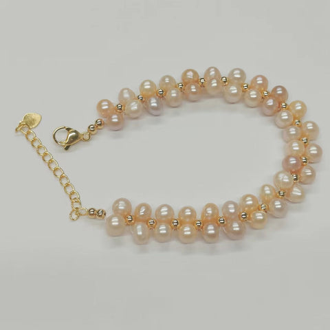 Double Design Freshwater Pearl Bracelet Seedless pearls.