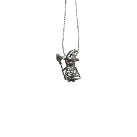 Halloween Witch Wizard Pendant Pearl Cage S925 Silver（Not including the pearls）
