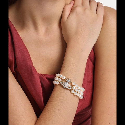 Triple White Freshwater Pearl Bracelet