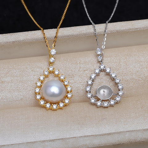 Drop Shape Pearl Necklace 925 Sterling Silver Accessories 45cm (Pearls Not Included)