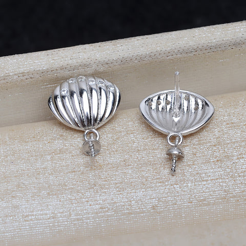 Shell Earrings 925 Sterling Silver Accessories 8-12mm (Pearls Not Included)