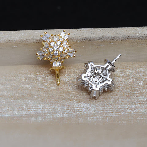 Snowflake Pendant 925 Sterling Silver Pearl Accessories 12-16mm (Pearls Not Included)