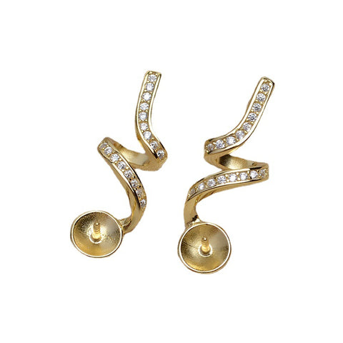 Single Pearl Earrings 925 Sterling Silver Accessories 7-9mm (Pearls Not Included)