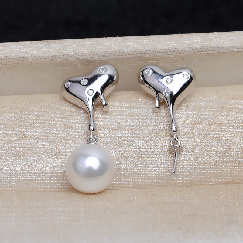 Heart Shape Earrings 925 Sterling Silver Accessories 10-12mm (Pearls Not Included)