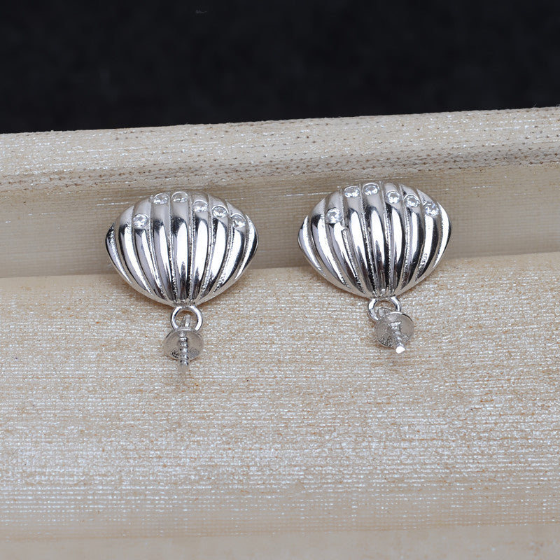 Shell Earrings 925 Sterling Silver Accessories 8-12mm (Pearls Not Included)