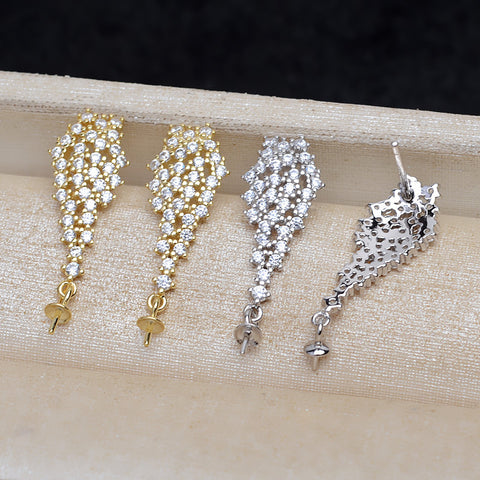 Tassel Earrings 925 Sterling Silver Accessories 8-13mm (Pearls Not Included)