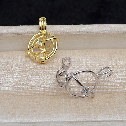 Planet Pendant 925 Sterling Silver Pearl Cage Accessories 7-8.5mm (Pearls Not Included)