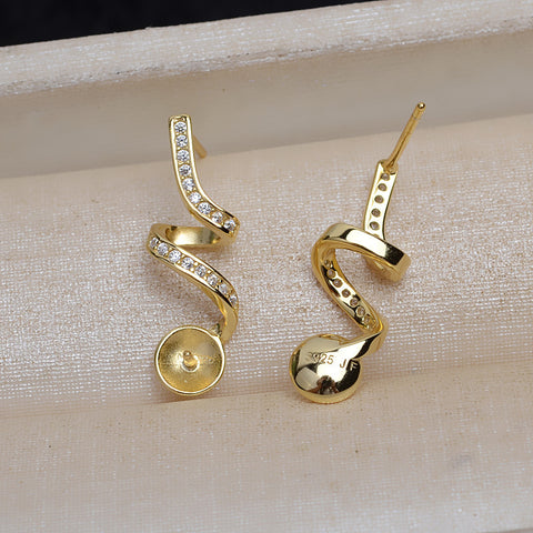 Single Pearl Earrings 925 Sterling Silver Accessories 7-9mm (Pearls Not Included)