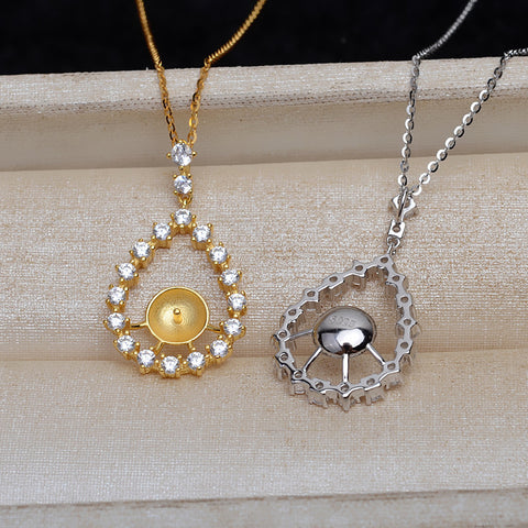 Drop Shape Pearl Necklace 925 Sterling Silver Accessories 45cm (Pearls Not Included)