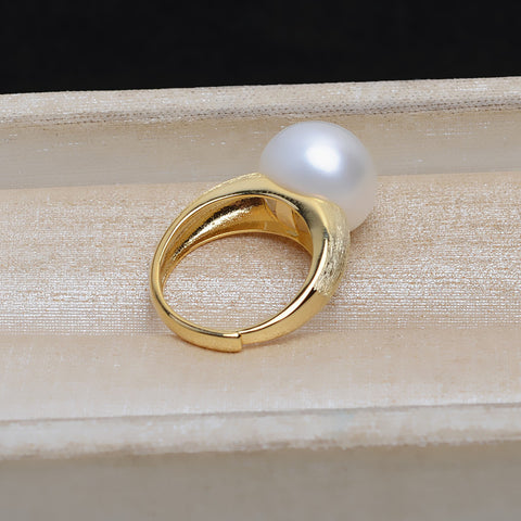 Brushed Ring 925 Sterling Silver Accessories 14-16mm (Pearls Not Included)