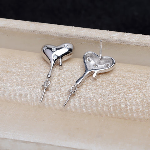 Heart Shape Earrings 925 Sterling Silver Accessories 10-12mm (Pearls Not Included)