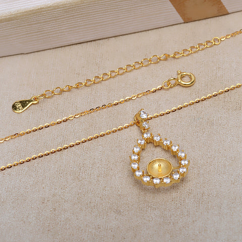 Drop Shape Pearl Necklace 925 Sterling Silver Accessories 45cm (Pearls Not Included)