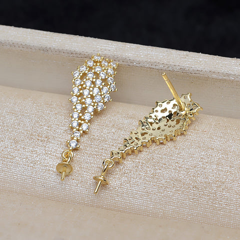 Tassel Earrings 925 Sterling Silver Accessories 8-13mm (Pearls Not Included)