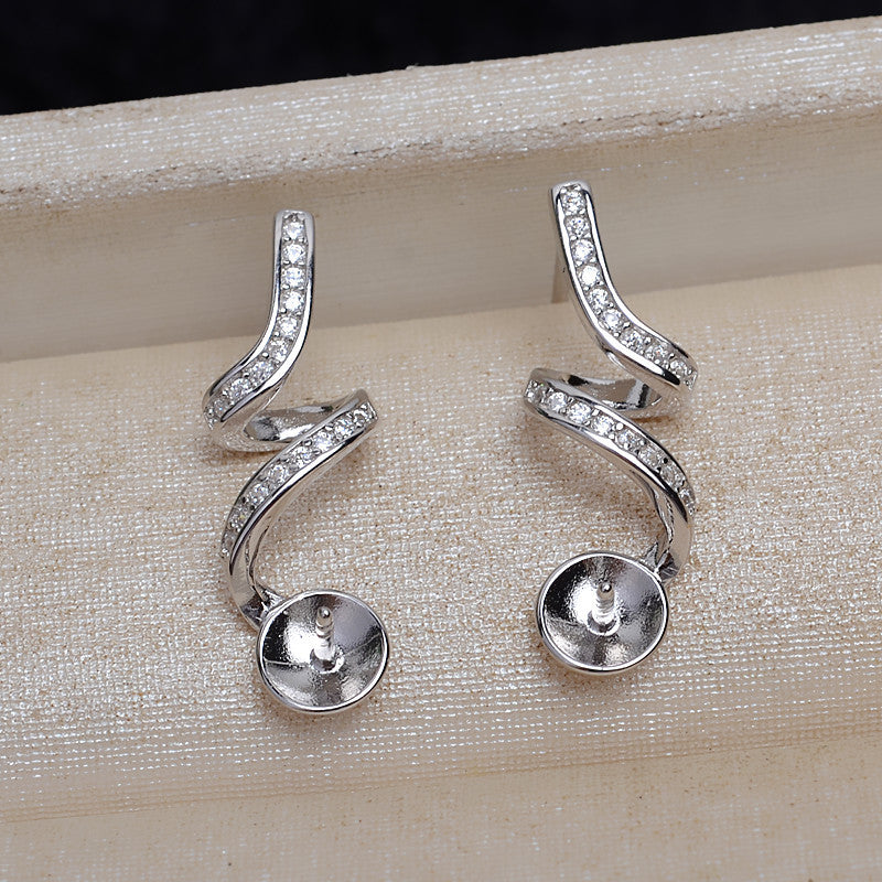 Single Pearl Earrings 925 Sterling Silver Accessories 7-9mm (Pearls Not Included)