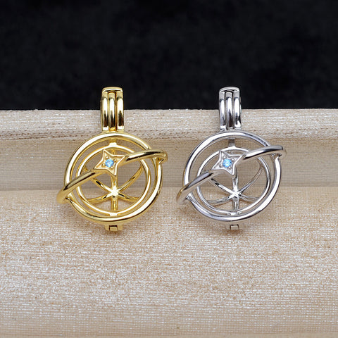 Planet Pendant 925 Sterling Silver Pearl Cage Accessories 7-8.5mm (Pearls Not Included)