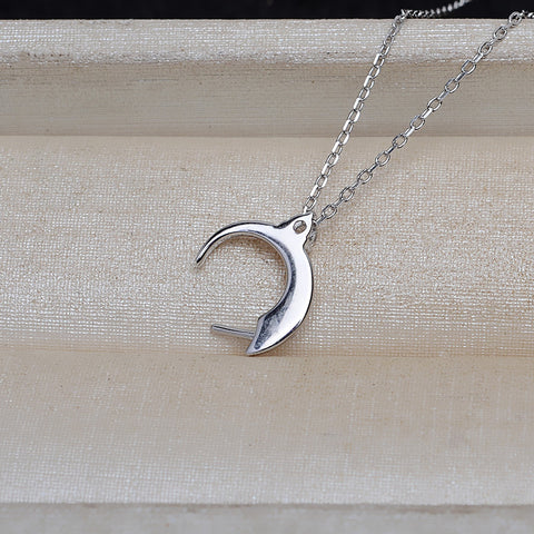 Moon Shape Pearl Necklace 925 Sterling Silver Accessories 45cm (Pearls Not Included)