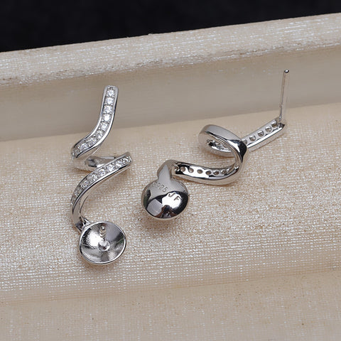 Single Pearl Earrings 925 Sterling Silver Accessories 7-9mm (Pearls Not Included)