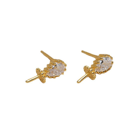 Gold Plated 925 Sterling Silver Earring Accessories 7-12mm (Pearls Not Included)