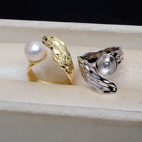 Shaped Ring 925 Sterling Silver Accessories 11-14mm (Pearls Not Included)