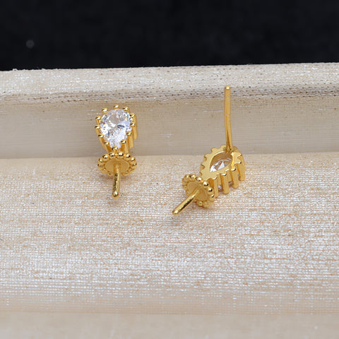 Gold Plated 925 Sterling Silver Earring Accessories 7-12mm (Pearls Not Included)