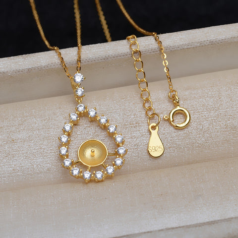Drop Shape Pearl Necklace 925 Sterling Silver Accessories 45cm (Pearls Not Included)