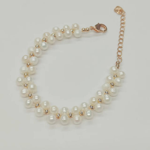 Double Design Freshwater Pearl Bracelet Seedless pearls.