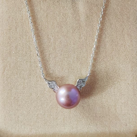 Tear  Of Angel Pearl Necklace 8-10mm  (S925 chain45cm;8-10mm purple pearl)